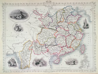 Karte von China und Birma, 1851 von John Rapkin